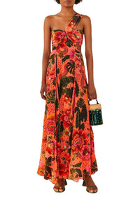Robe longue Jardin fleuri - Orange