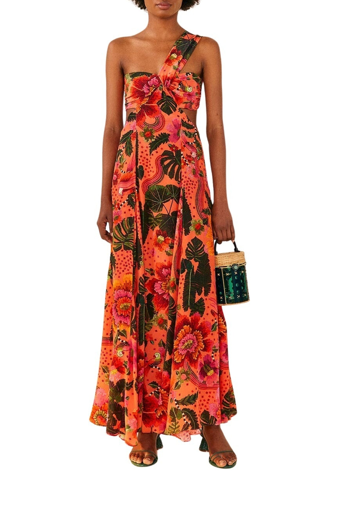 Robe longue Jardin fleuri - Orange