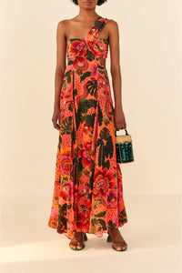 Robe longue Jardin fleuri - Orange