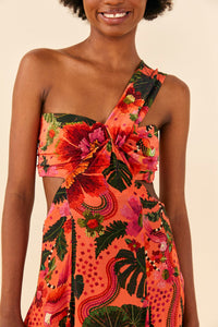 Robe longue Jardin fleuri - Orange