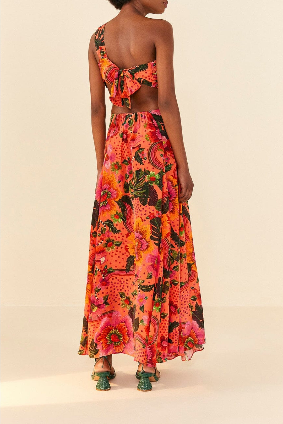 Robe longue Jardin fleuri - Orange