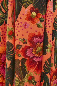 Robe longue Jardin fleuri - Orange