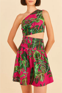 Robe courte Feuilles de rosier en lin - Rose