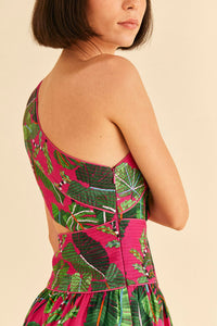 Robe courte Feuilles de rosier en lin - Rose