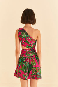 Robe courte Feuilles de rosier en lin - Rose