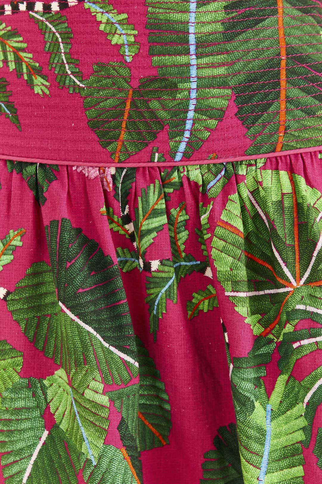 Robe courte Feuilles de rosier en lin - Rose