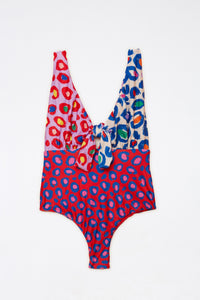 Maillot de bain une pièce léopard pop - Rose