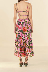 Robe longue Leopard Forest en coton - Rose