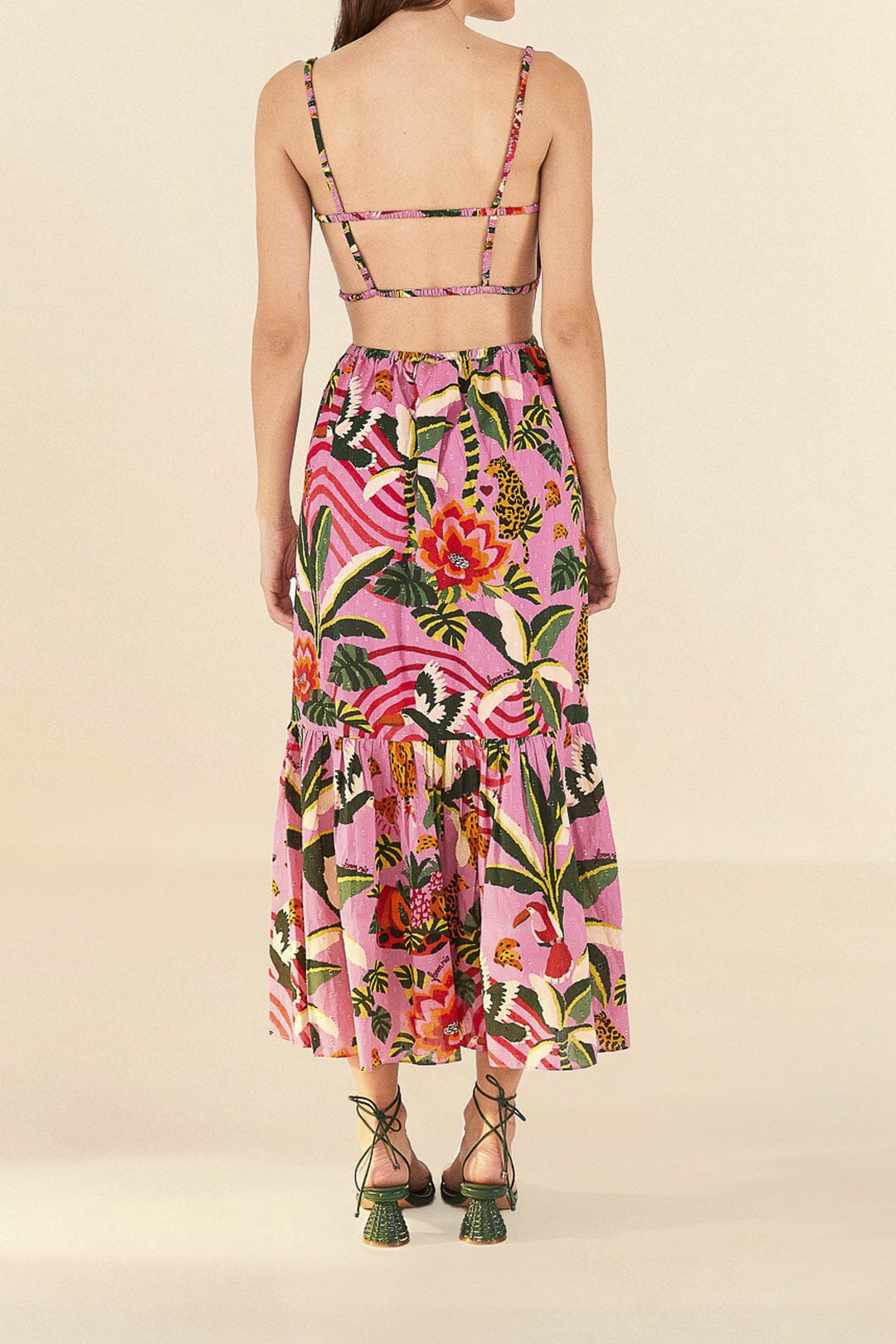 Robe longue Leopard Forest en coton - Rose