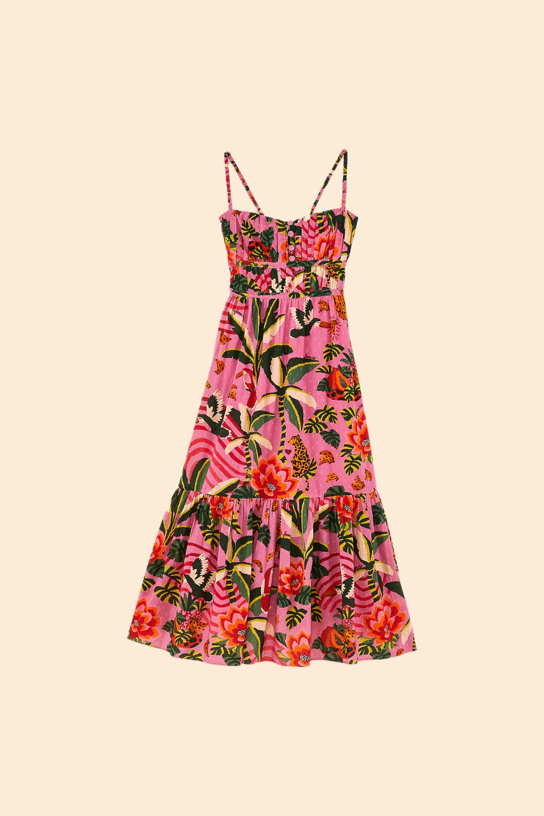 Robe longue Leopard Forest en coton - Rose