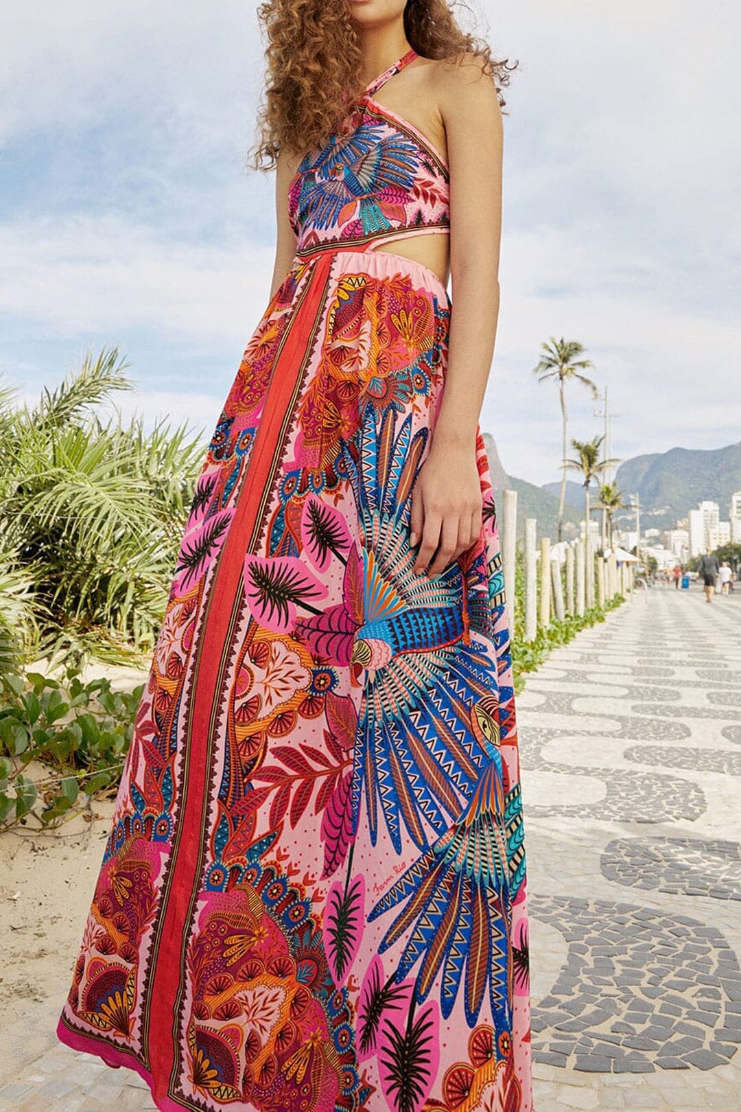 Robe longue Macaw Scarf - Rose