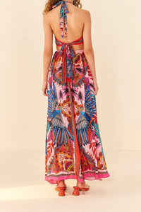 Robe longue Macaw Scarf - Rose