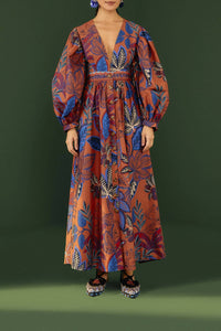 Robe longue Jungle Sauvage en coton - Rouge
