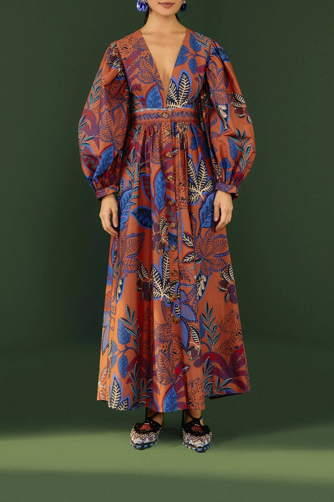 Robe longue Jungle Sauvage en coton - Rouge