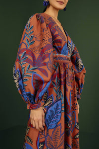 Robe longue Jungle Sauvage en coton - Rouge