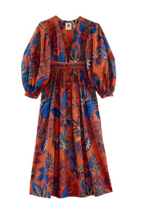 Robe longue Jungle Sauvage en coton - Rouge