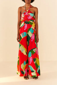 Top court Heliconia en lin - Rouge