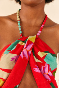 Top court Heliconia en lin - Rouge