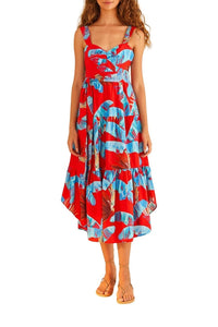 Robe midi Sweet Jungle en coton - Rouge