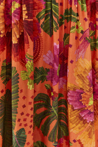 Robe midi Blooming Garden en coton - Orange