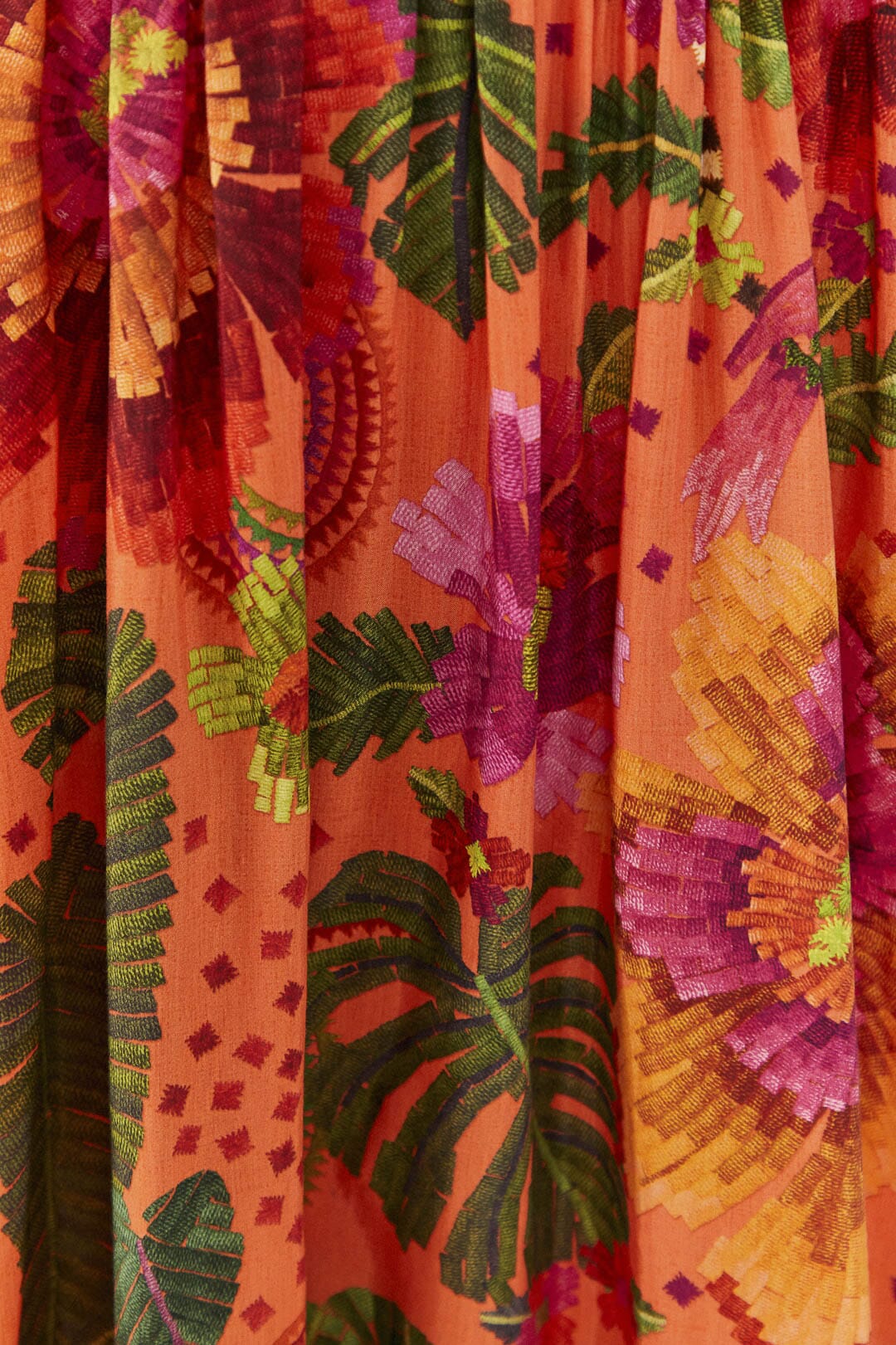 Robe midi Blooming Garden en coton - Orange
