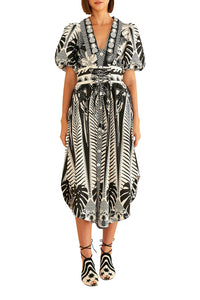 Robe midi Macaw Elegance en coton - Noir