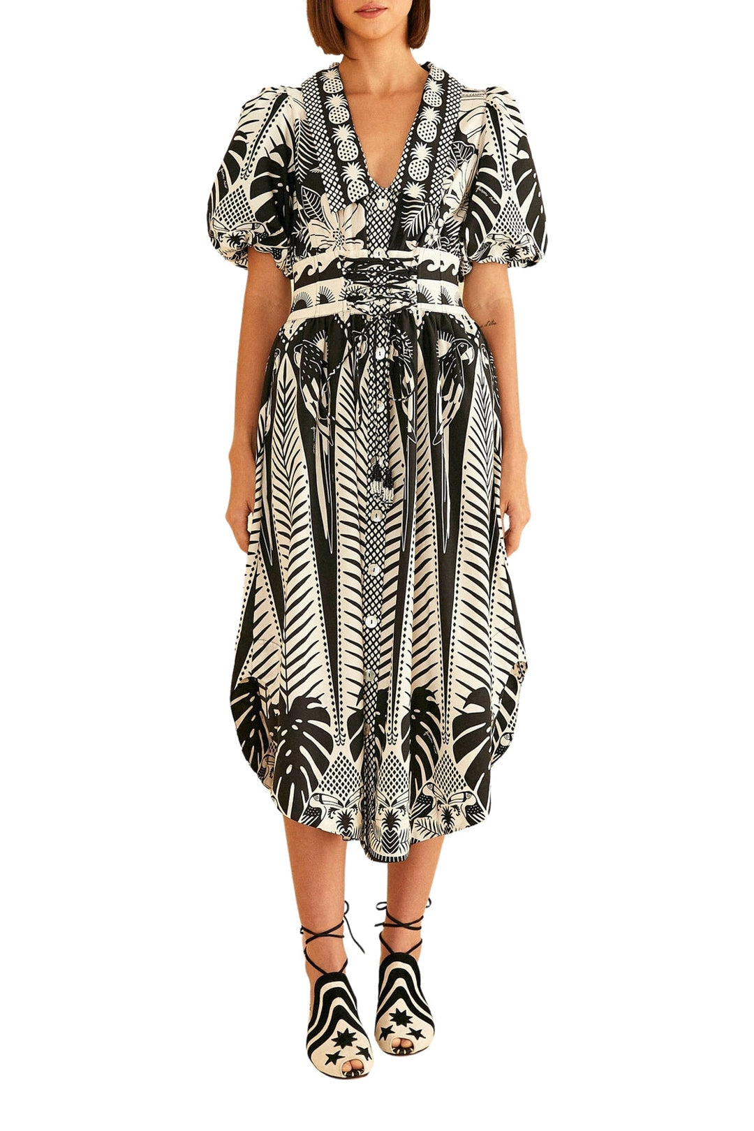 Robe midi Macaw Elegance en coton - Noir
