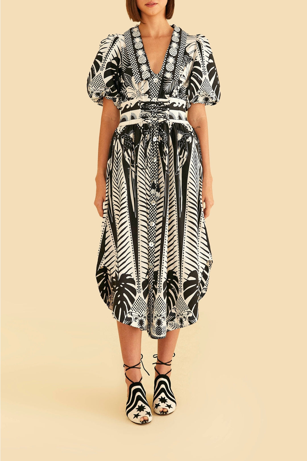 Robe midi Macaw Elegance en coton - Noir