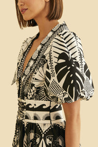 Robe midi Macaw Elegance en coton - Noir