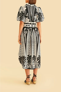 Robe midi Macaw Elegance en coton - Noir