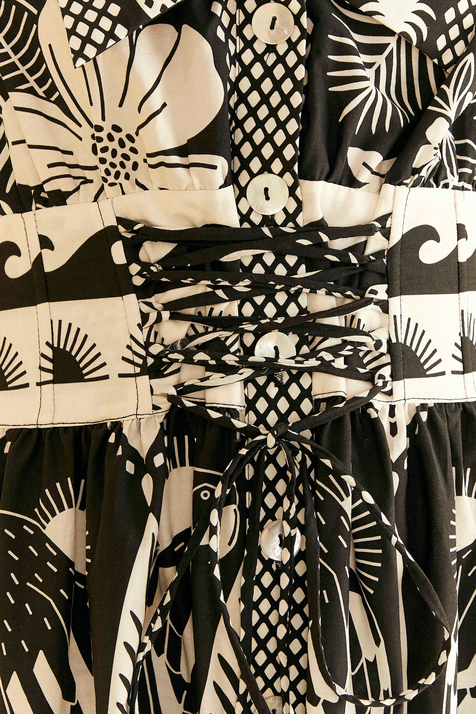 Robe midi Macaw Elegance en coton - Noir