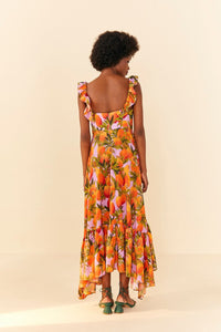 Robe longue Mango Macaws en coton - Orange