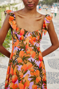 Robe longue Mango Macaws en coton - Orange