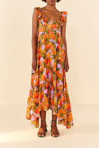 Robe longue Mango Macaws en coton - Orange