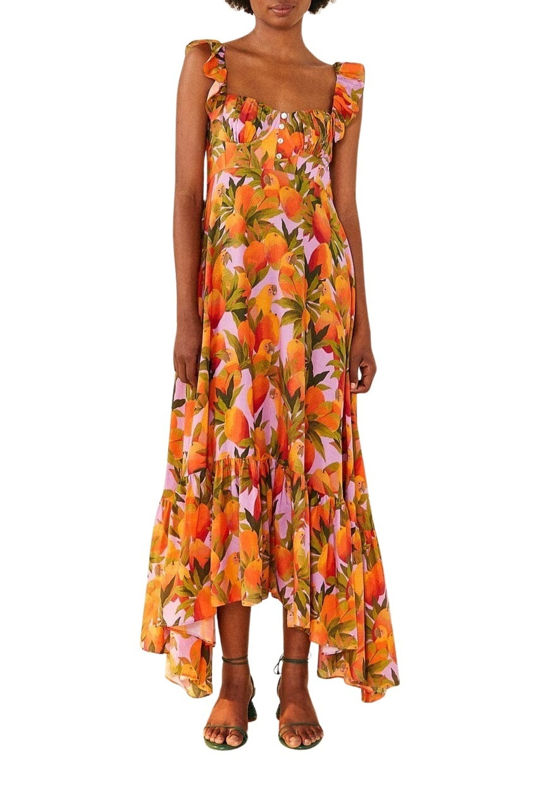 Robe longue Mango Macaws en coton - Orange