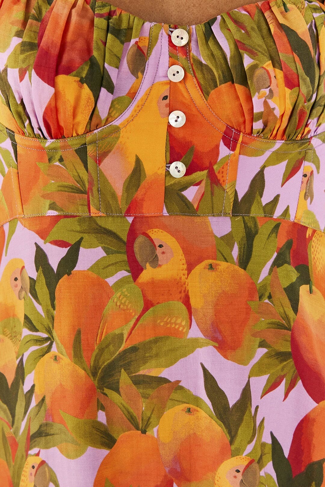 Robe longue Mango Macaws en coton - Orange