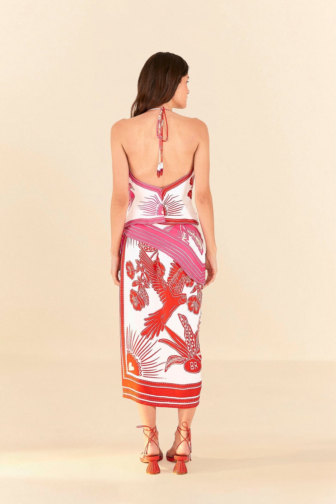 Jupe midi Tropical Dream - Rose