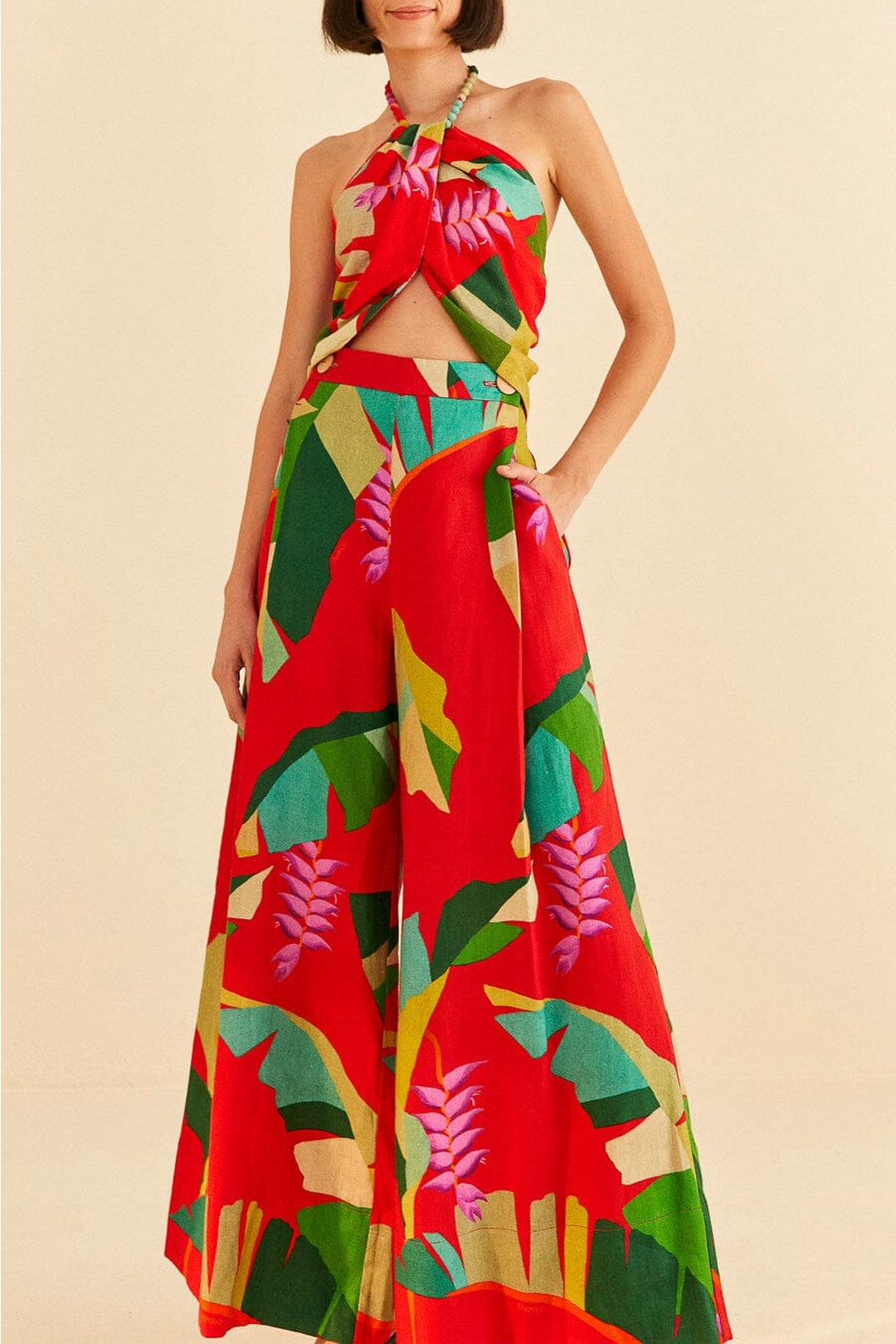 Pantalon Heliconia en lin - Rouge