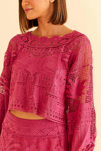 Blouse courte Alucina Luz Guipire - Rose