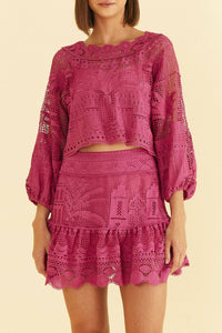 Blouse courte Alucina Luz Guipire - Rose