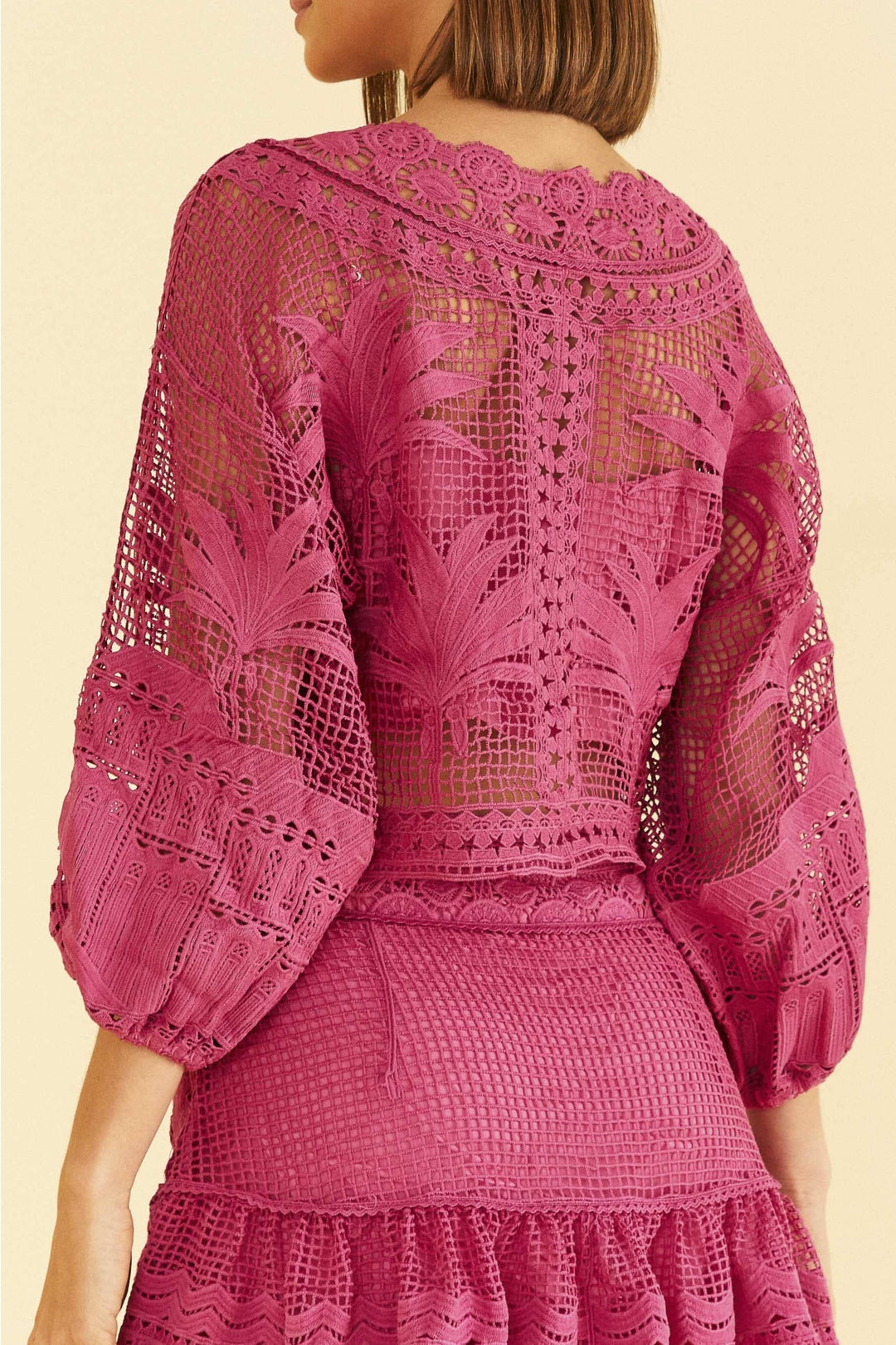 Blouse courte Alucina Luz Guipire - Rose