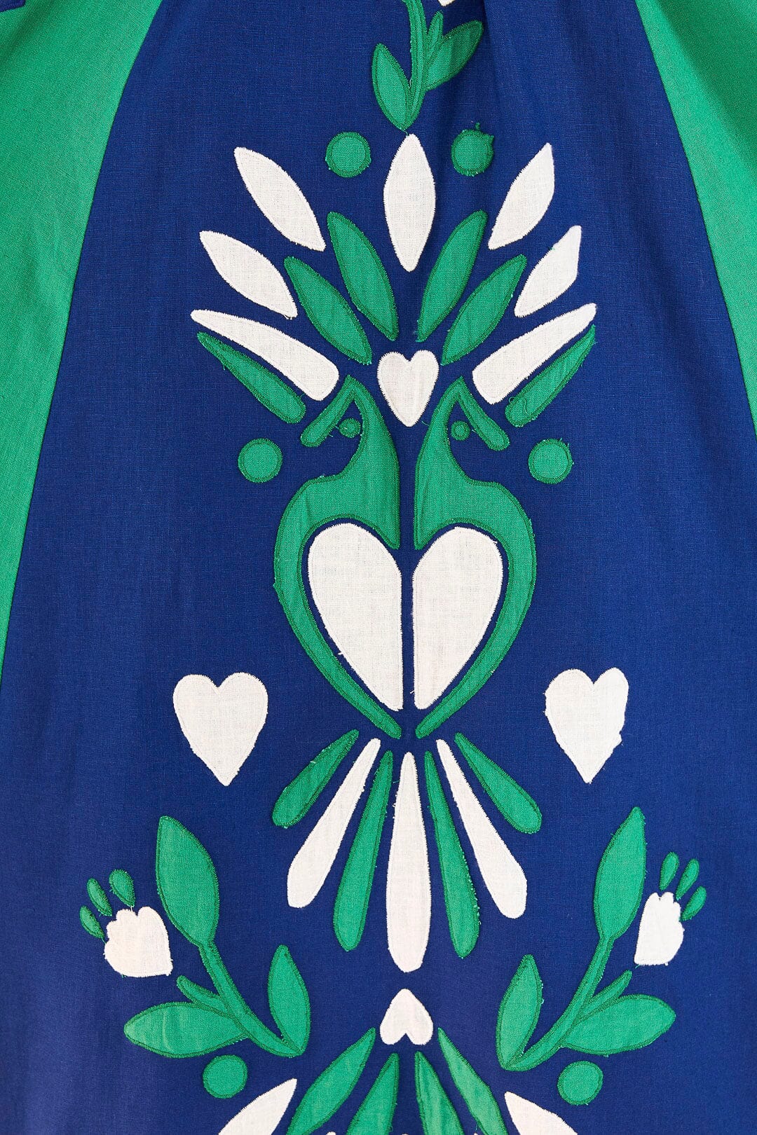 Robe midi Patchwork Jardin Doux en lin - Vert