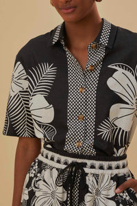 Chemise unie Macaw Elegance en lin - Noir