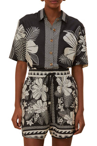 Chemise unie Macaw Elegance en lin - Noir