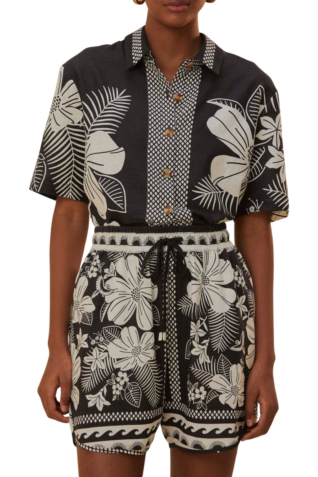 Chemise unie Macaw Elegance en lin - Noir