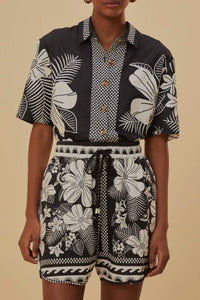 Chemise unie Macaw Elegance en lin - Noir