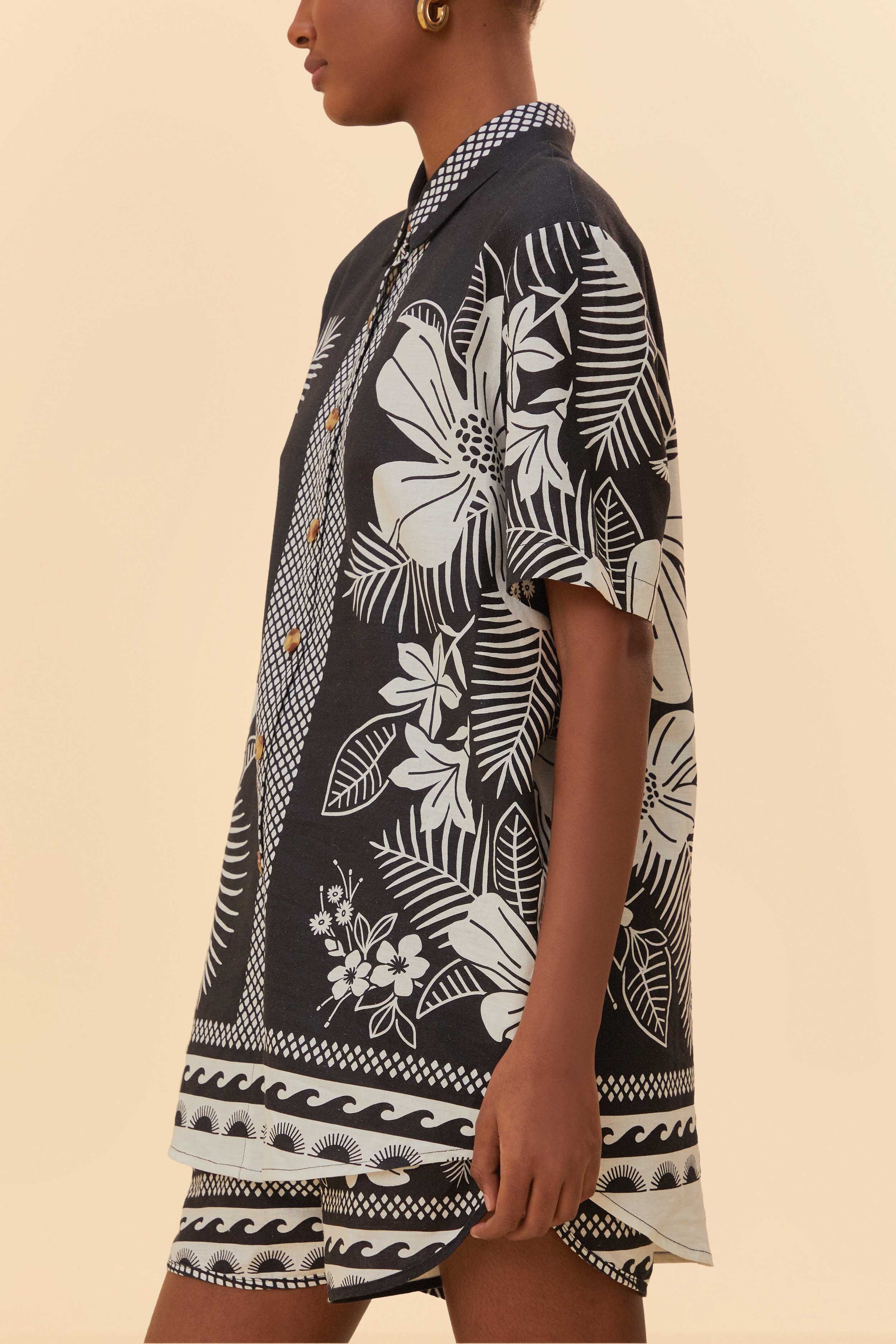 Chemise unie Macaw Elegance en lin - Noir