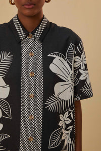 Chemise unie Macaw Elegance en lin - Noir