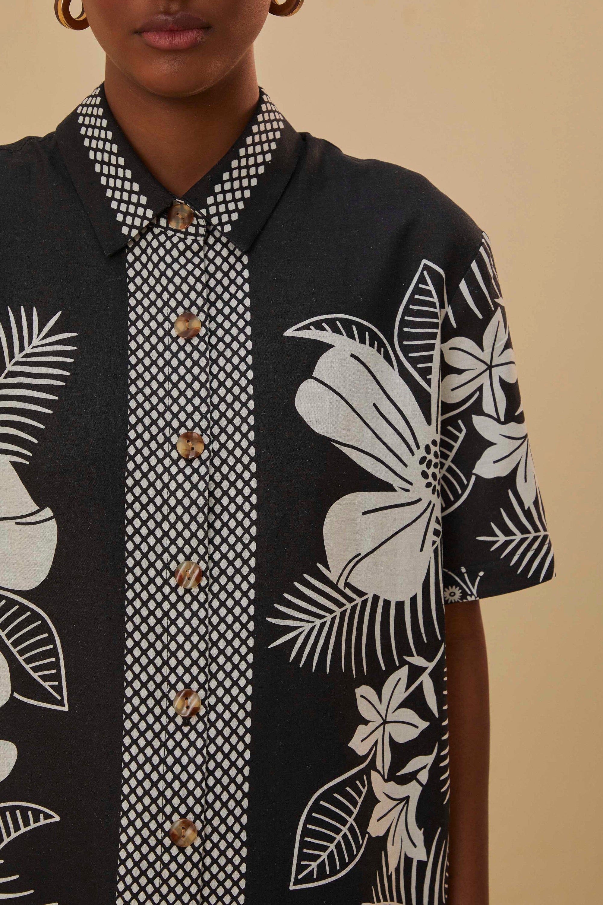 Chemise unie Macaw Elegance en lin - Noir