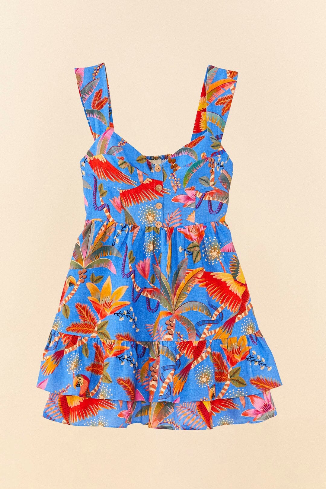 Robe courte Macaw Party en lin - Bleu
